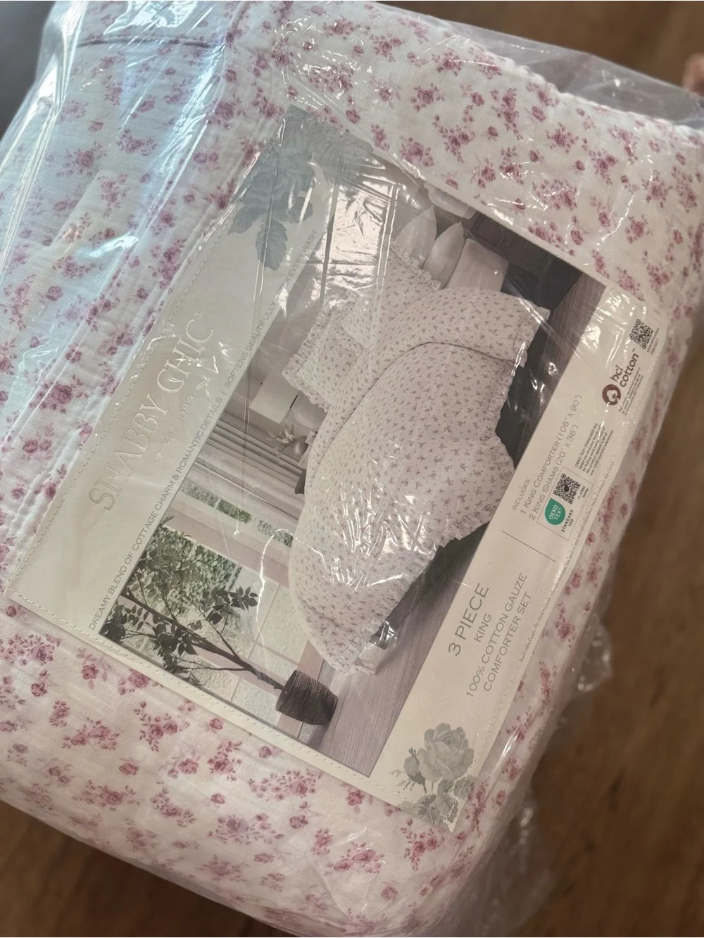 SHABBY CHIC 3pc cotton gauze ruffle‎ ditsy floral comforter set